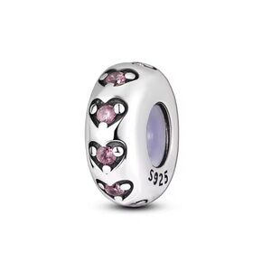 Pandora 925 Sterling Silver Round Charm with Gemstones